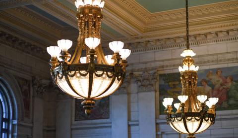 Library lighting and ceiling details